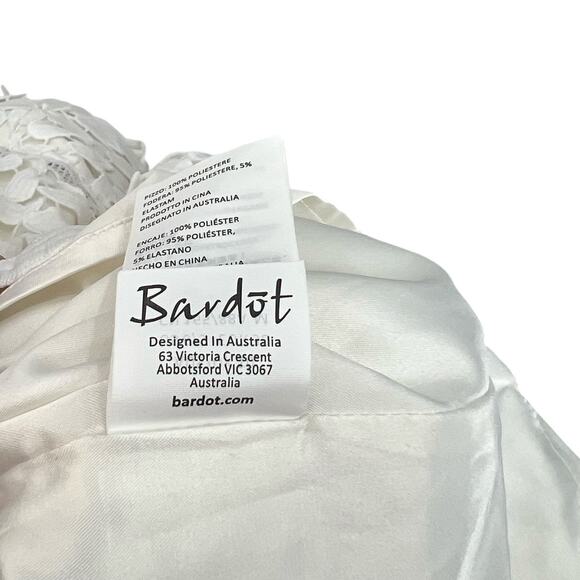 Bardot Lace Sheath Dress Crochet Sleeveless White Size US 6 Small - Picture 13 of 13